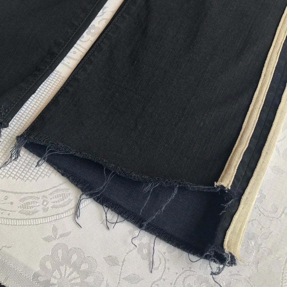 MOTHER The Insider Crop High-Rise Black/Cream Denim Jeans Pants Women’s Size 27